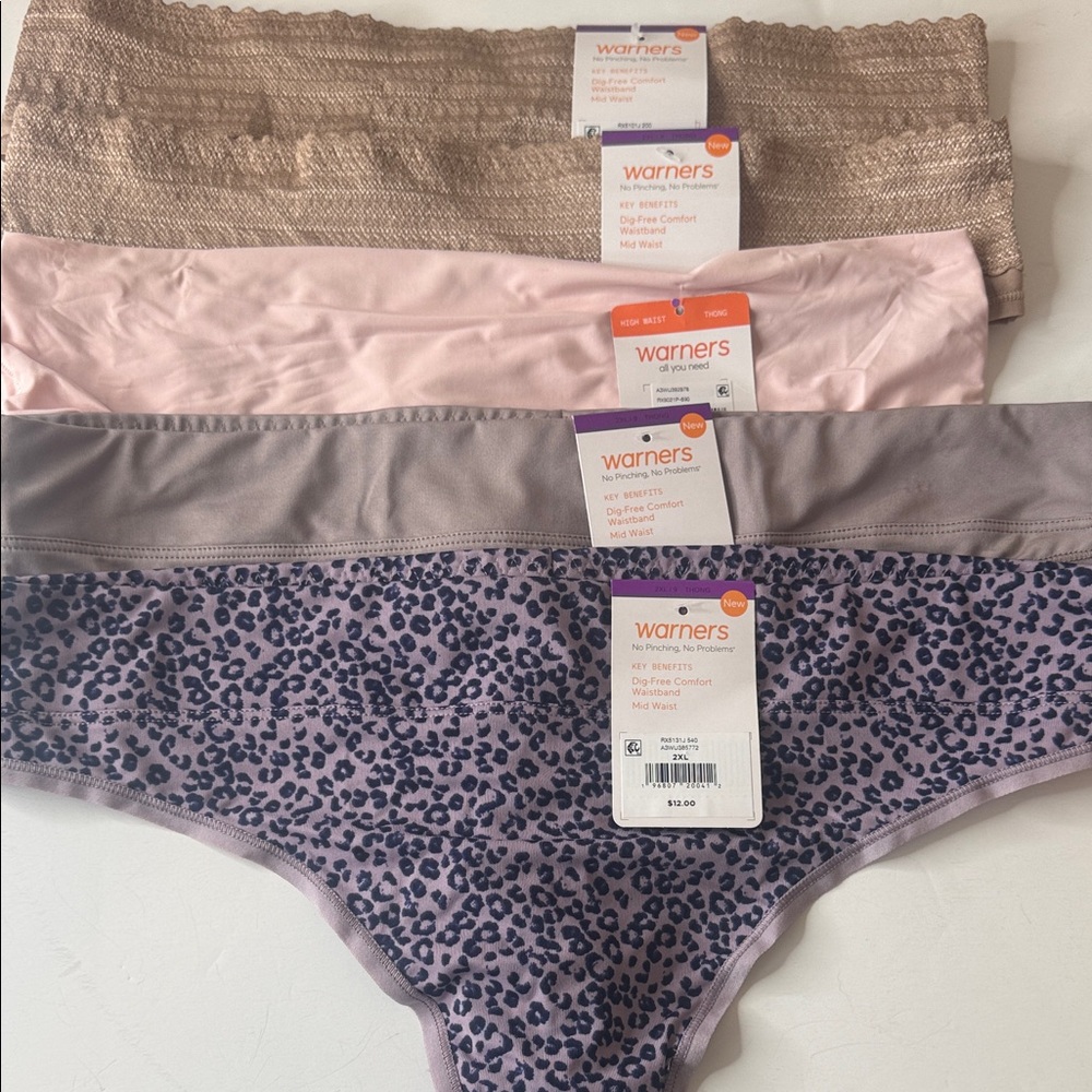 Warners Assortment of Thong Panties 5 Pairs Size XXL 2XL 9